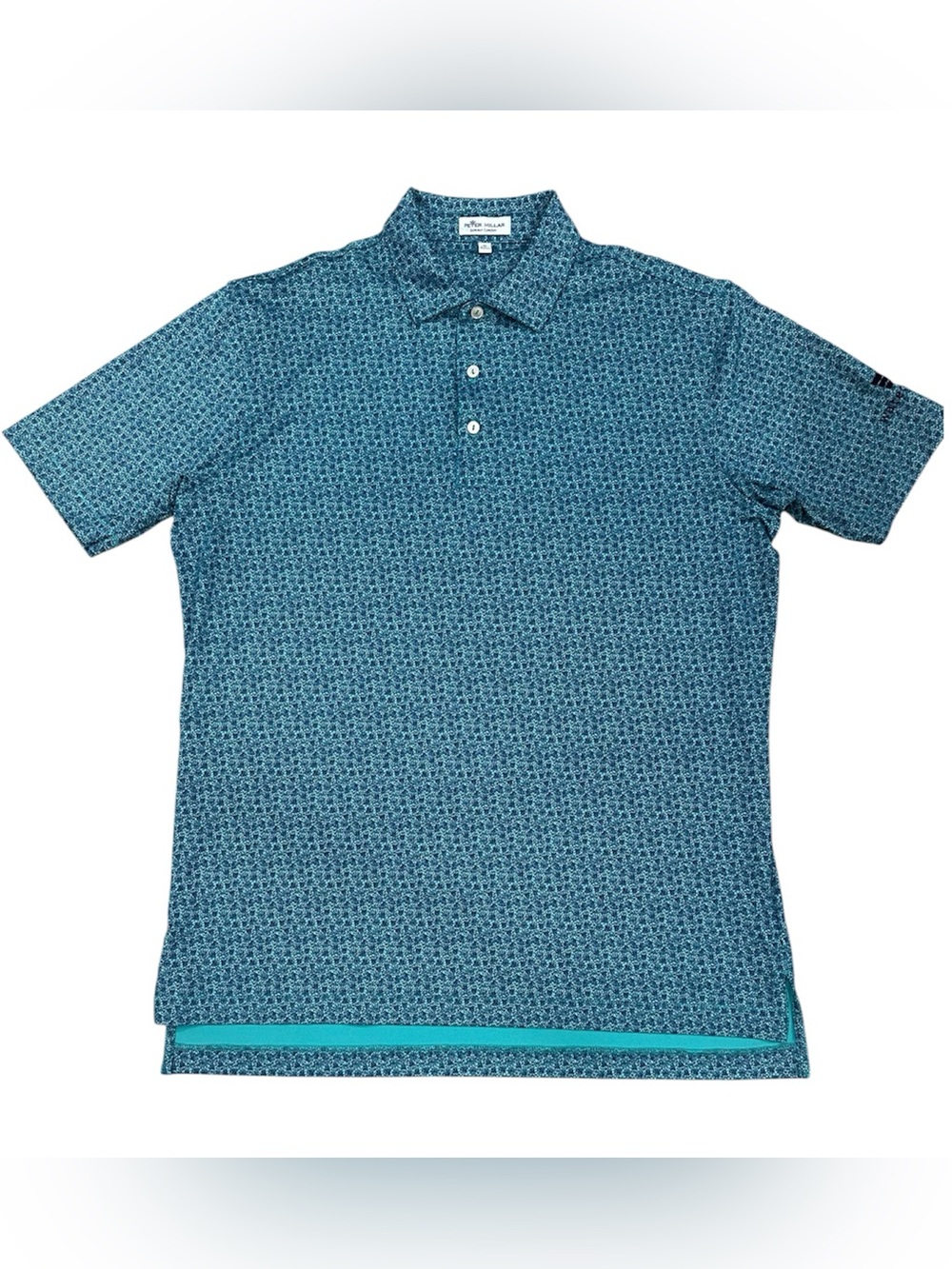 Peter Millar Blue Teal Polo w/ Watercolor logo, Medium